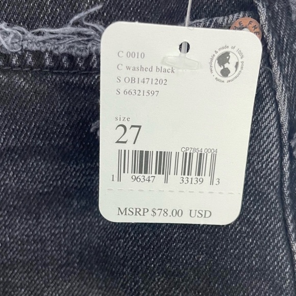 Free People Lasso Denim Short Faded Black Button Fly Fray Hem NWT - Picture 10 of 12